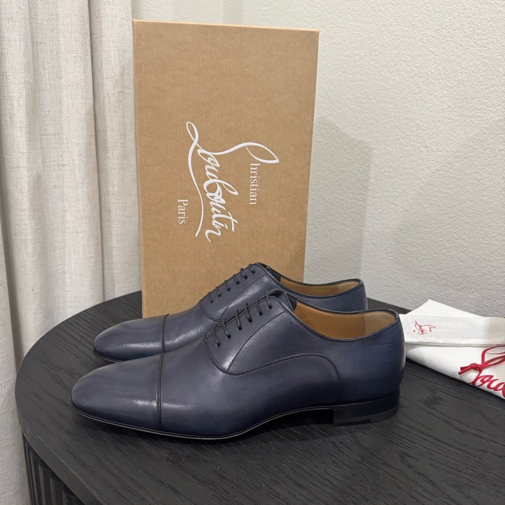 Christian Louboutin Greggo Dress Shoes Leather Navy 43
